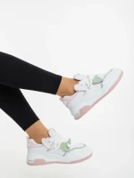 Lalona fehér és rózsaszin női sportcipő ökológiai bőrből és textil anyagból