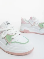 Lalona fehér és rózsaszin női sportcipő ökológiai bőrből és textil anyagból