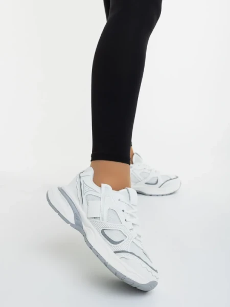 Revana fehér és szürke női sportcipő ökológiai bőrből és textil anyagból