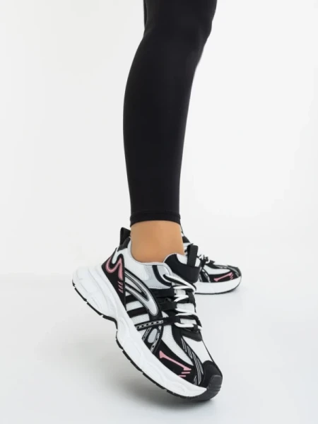 Ardella fekete fehér női sportcipő ökológiai bőrből és textil anyagból