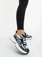 Ardella fekete fehér női sportcipő ökológiai bőrből és textil anyagból