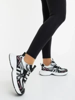 Ardella fekete fehér női sportcipő ökológiai bőrből és textil anyagból