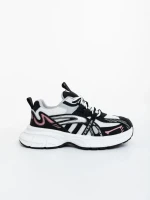 Ardella fekete fehér női sportcipő ökológiai bőrből és textil anyagból