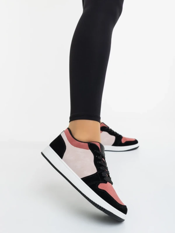 Kinza rózsaszin és fekete női sportcipő ökológiai bőrből