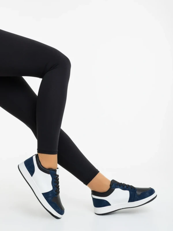 Kinza kék és fehér női sportcipő ökológiai bőrből