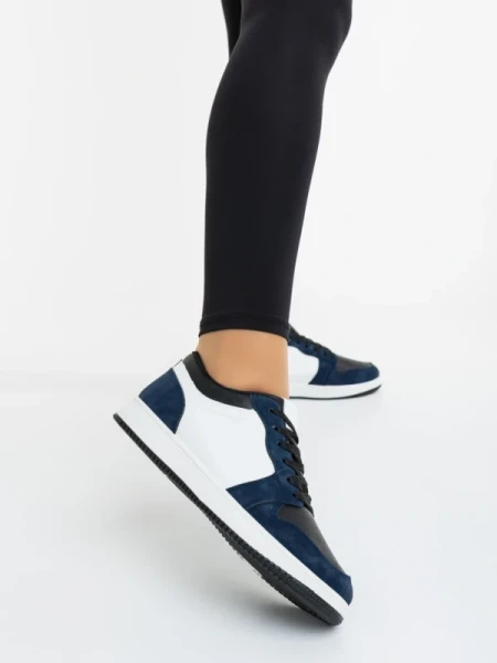 Kinza kék és fehér női sportcipő ökológiai bőrből