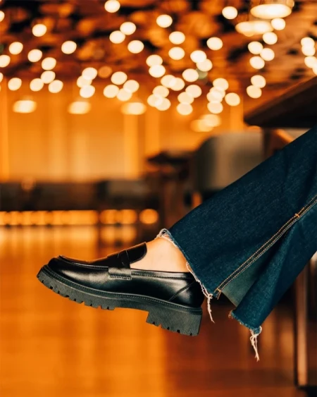 Sumira fekete női félcipő ökológiai bőrből