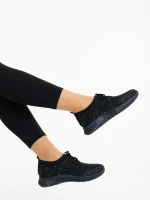 Alenia fekete női sportcipő ezüstszinű betétekkel textil anyagból