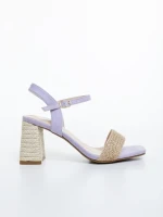 Astaria lila női magassarkú szandál textil anyagból
