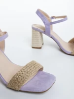 Astaria lila női magassarkú szandál textil anyagból