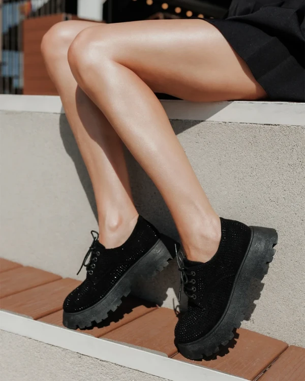 Norya fekete női alkalmi cipő textil anyagból