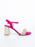 Astaria fukszia női magassarkú szandál textil anyagból