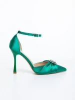 Ambria zöld női magassarkú cipő textil anyagból