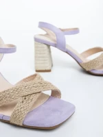 Rosea lila női magassarkú szandál textil anyagból