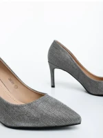 Mirami szürke női magassarkú cipő textil anyagból