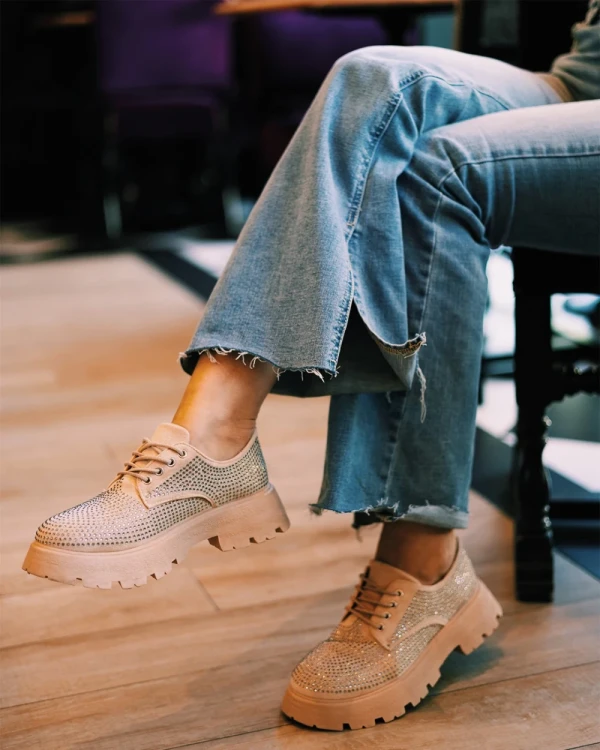 Norya bézs női alkalmi cipő textil anyagból