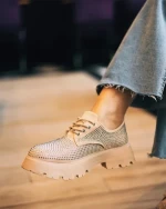 Norya bézs női alkalmi cipő textil anyagból