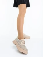 Norya bézs női alkalmi cipő textil anyagból