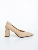 Ludena bézs női magassarkú cipő ökológiai bőrből