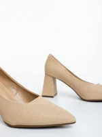 Ludena bézs női magassarkú cipő ökológiai bőrből