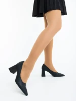 Ludena fekete női magassarkú cipő ökológiai bőrből