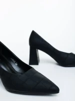 Ludena fekete női magassarkú cipő ökológiai bőrből