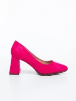 Saida rózsaszin női magassarkú cipő textil anyagból