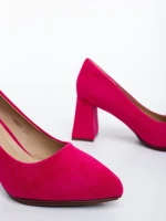 Saida rózsaszin női magassarkú cipő textil anyagból