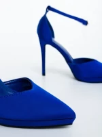 Vaiana kék női magassarkú cipő textil anyagból