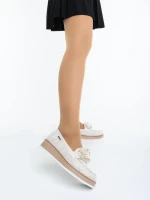 Diruna világos bézs női félcipő textil anyagból