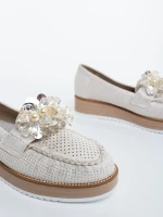 Diruna világos bézs női félcipő textil anyagból