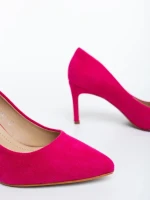 Lysana rózsaszin női magassarkú cipő textil anyagból