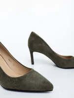 Lysana zöld női magassarkú cipő textil anyagból