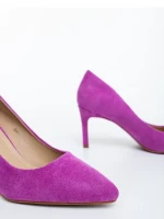Lysana világos lila női magassarkú cipő textil anyagból