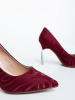 Zuria gránátszinű női magassarkú cipő textil anyagból