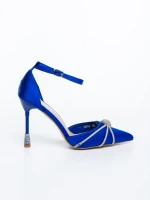 Norelia kék női magassarkú cipő textil anyagból