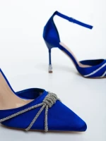 Norelia kék női magassarkú cipő textil anyagból