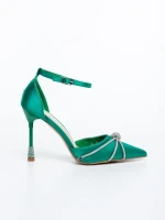 Norelia zöld női magassarkú cipő textil anyagból