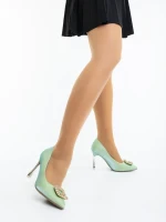 Adeva zöld női magassarkú cipő textil anyagból