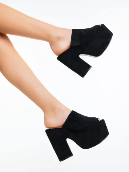 Lazara fekete női papucs textil anyagból