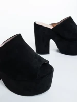 Lazara fekete női papucs textil anyagból