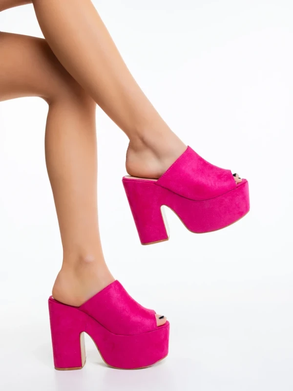 Lazara fukszia női papucs textil anyagból