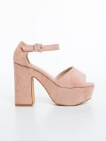 Elenia rózsaszin női magassarkú szandál textil anyagból