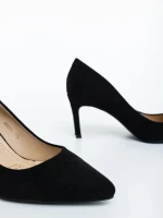 Lysana fekete női magassarkú cipő textil anyagból