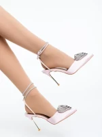 Hilaria rózsaszin női magassarkú cipő textil anyagból