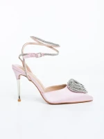 Hilaria rózsaszin női magassarkú cipő textil anyagból