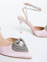 Hilaria rózsaszin női magassarkú cipő textil anyagból