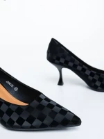 Atelia fekete női magassarkú cipő textil anyagból