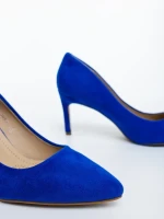 Lysana kék női magassarkú cipő textil anyagból