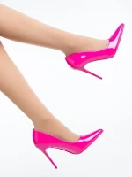 Simria rózsaszin női magassarkú cipő lakkozott ökológiai bőrből